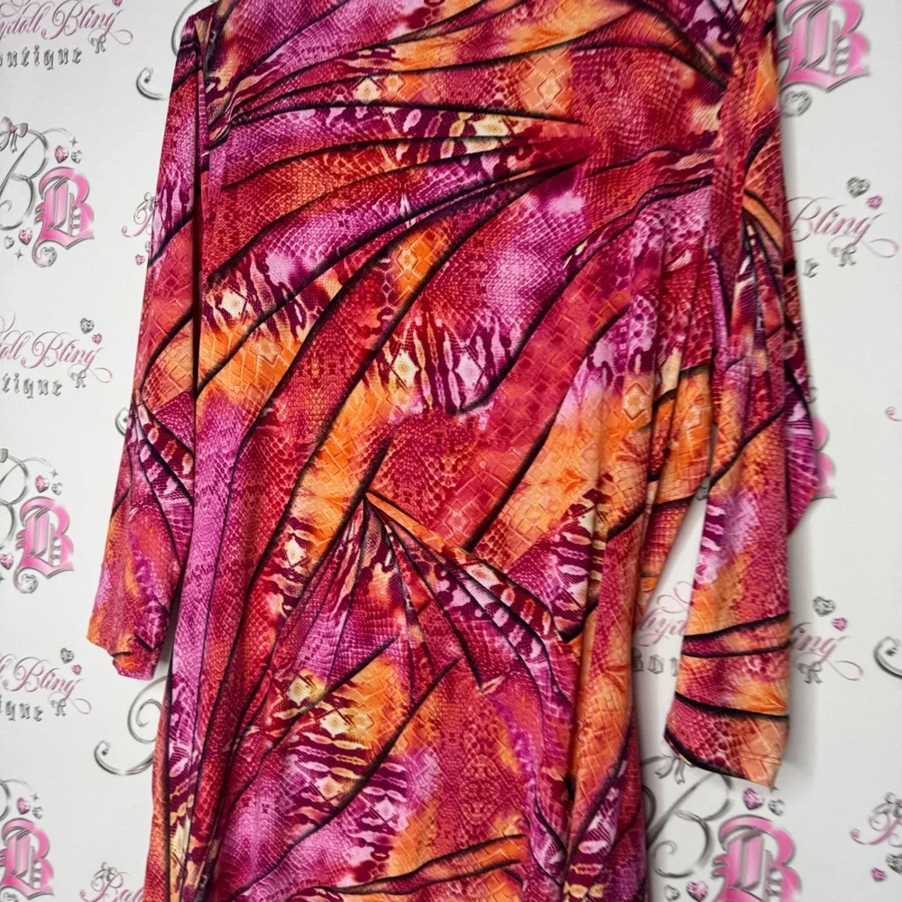 Nygard top asymmetrical hem fairy with cinch tie waist stretchy snake print 🌅 - Picture 8 of 11